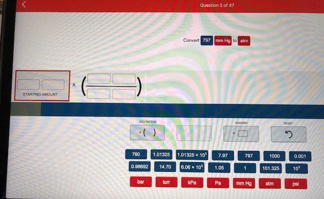 Convert 797 mm Hg to atm
