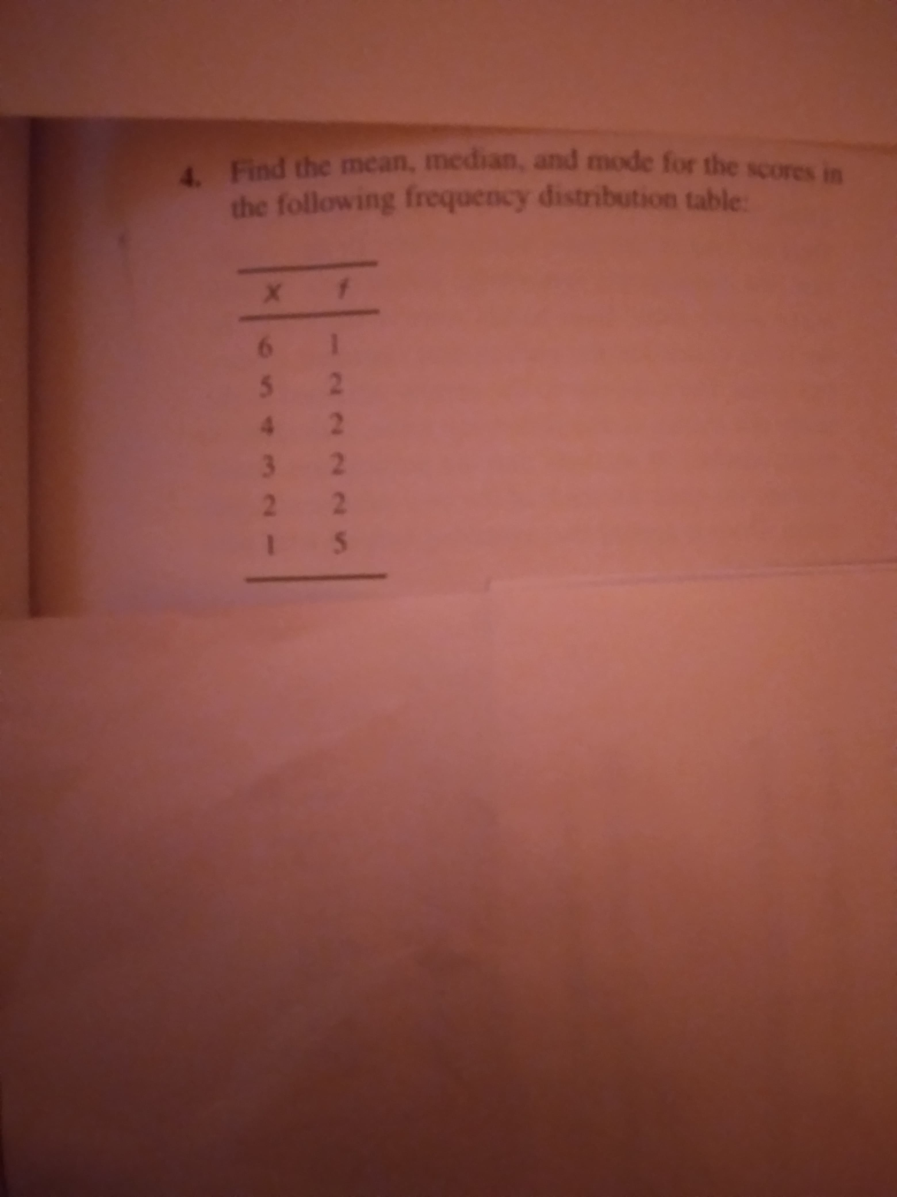 Eind the mean, median, and mode for the scores in
the following frequency distribution table:
19
5 2
3 2
22
* 1
