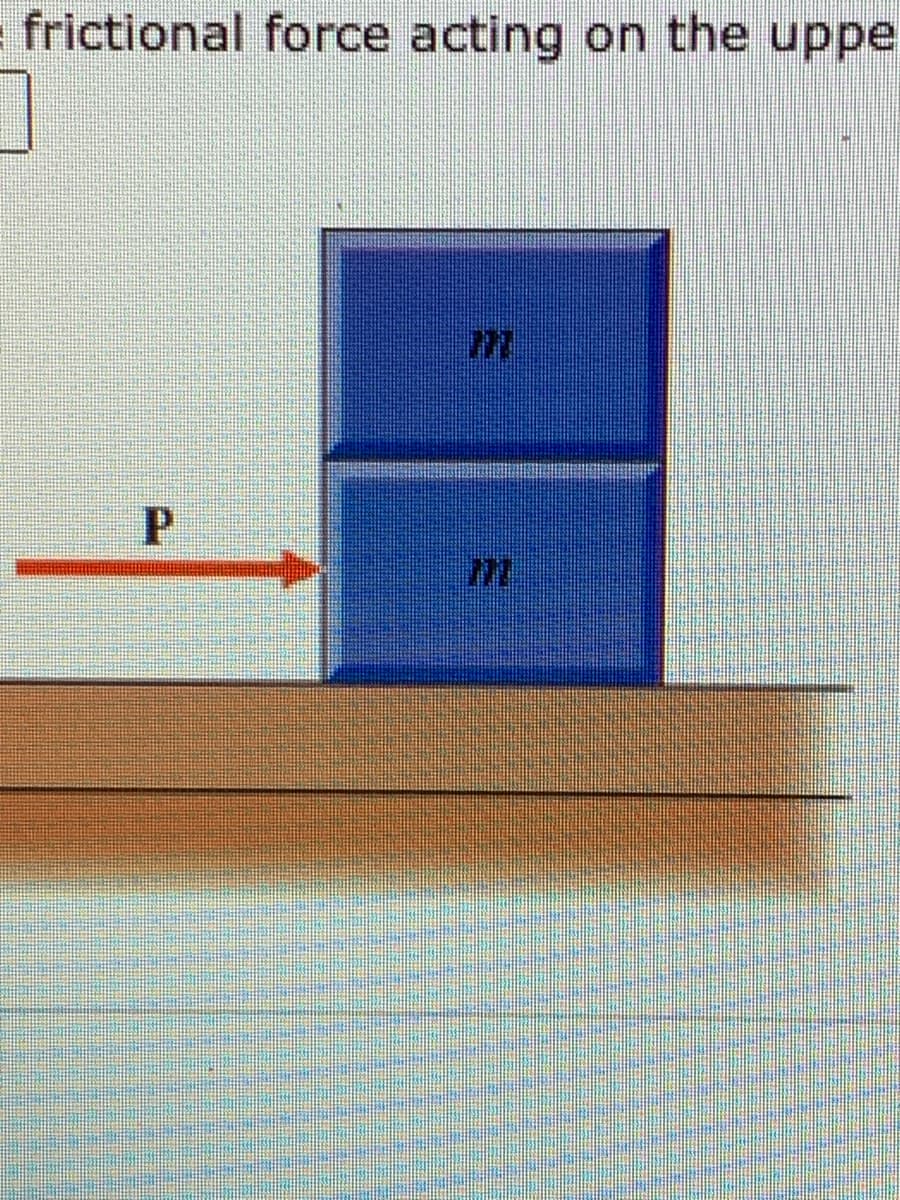 frictional force acting on the uppe
1
P
777