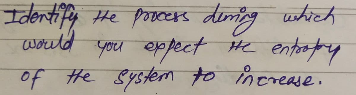 Identify
would you expect He
He ent
entropy
of the system to increase.
the process during which