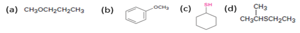 OCH3
(с)
SH
CH3
(d)
CH3CHSCH2CH3
(a) CH3OCH2CH2CH3
(b)
