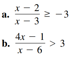 х — 2
а.
-3
х — 3
4х
b.
х — 6
1
> 3
AI
