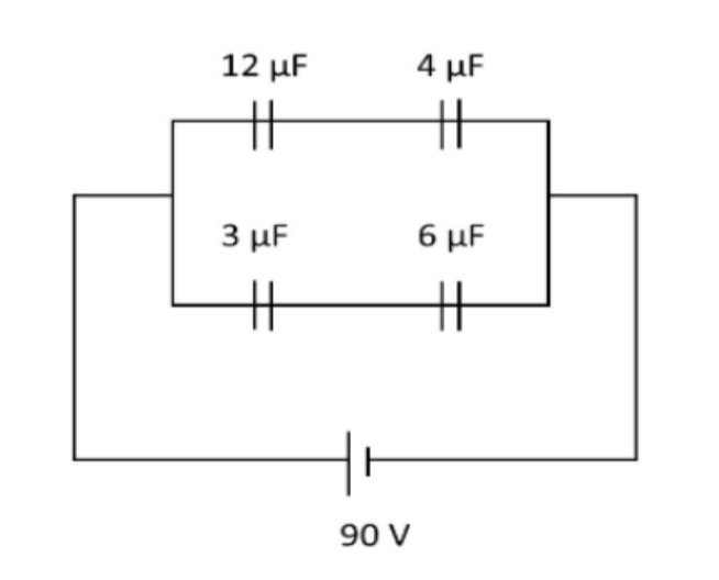 12 μF
4 μF
キ
3 μF
6 μF
Η
Η
Η
90 V
