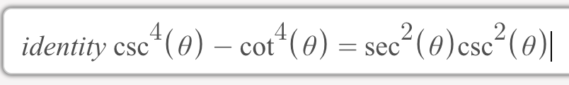 seʻ(o) – cot*(o) = sec²(0) csc²(0)|
?(0)cse²(@|
