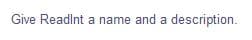 Give Readint a name and a description.
