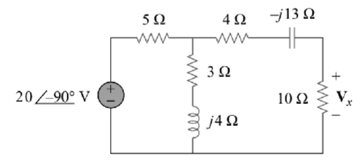 20 /90° V
5Ω
www
ell
4Ω
www
3 Ω
j4Ω
-j13 Ω
10 Ω