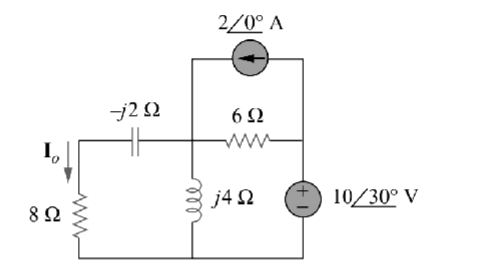 8 Ω
+j2 Ω
2/0° Α
6Ω
j4Ω
(+1)
10/30° V