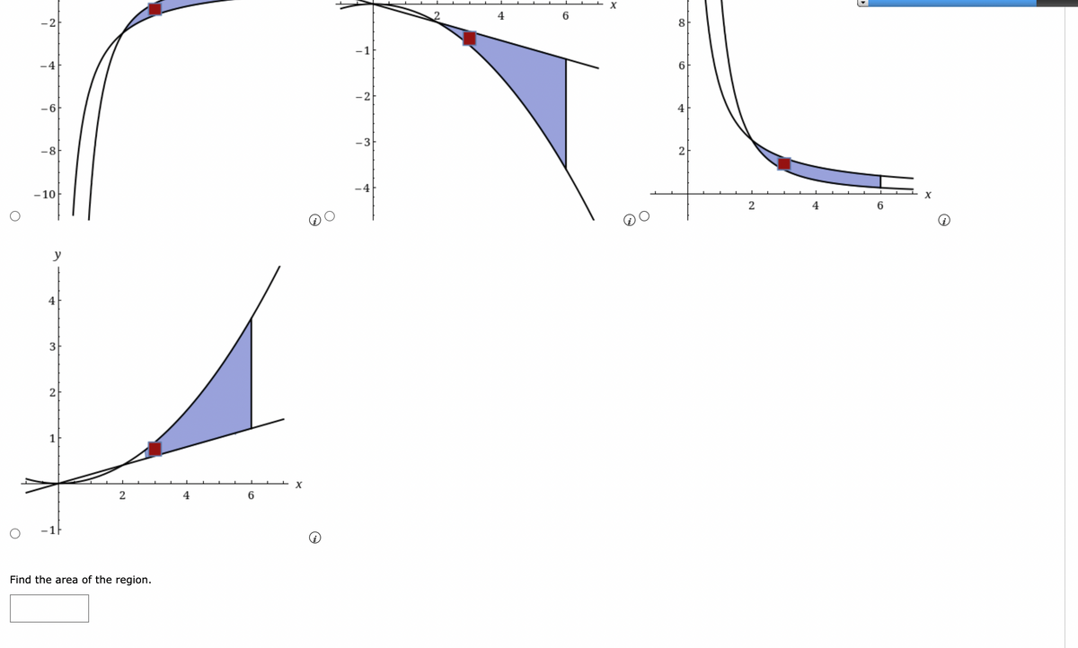 -2
-4
6
-8
-10
4
3
2
1
2
Find the area of the region.
4
6
X
-1
-2
-3
4
4
6
X
8
4
2
2
4
D
6
X