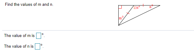 Find the values of m and n.
134
The value of m is
The value of n is
