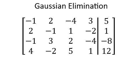 Gaussian Elimination
2
3
5
-1
-2 1
3
-2
-1
2
−1
4
-4
1
2
5
-4 -8
1 12