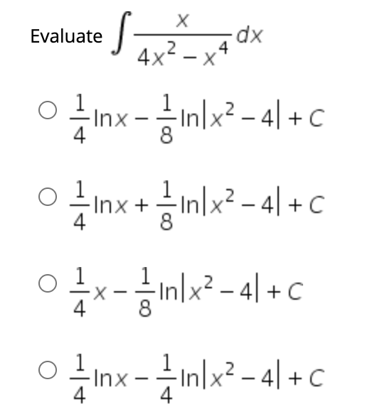 xp-
4
Evaluate
4x - x
