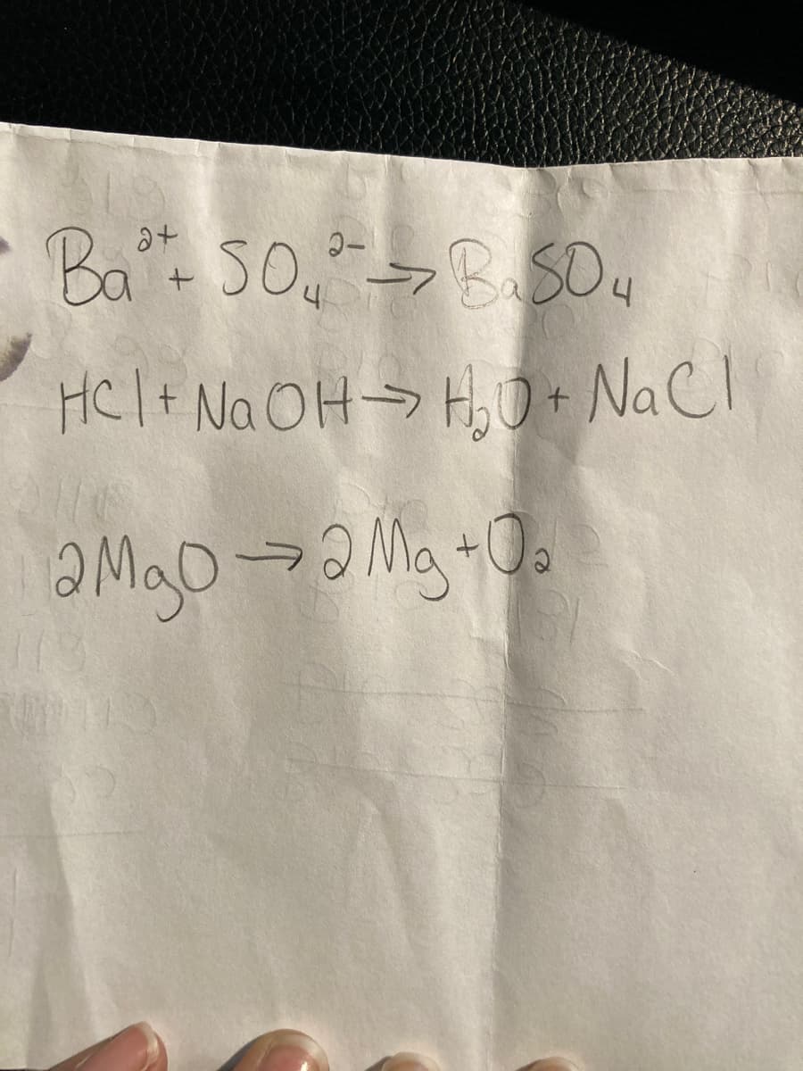 BaS0,B SO4
HCl+ Na OH> H, O + NaCI
0-Swe-Owe
