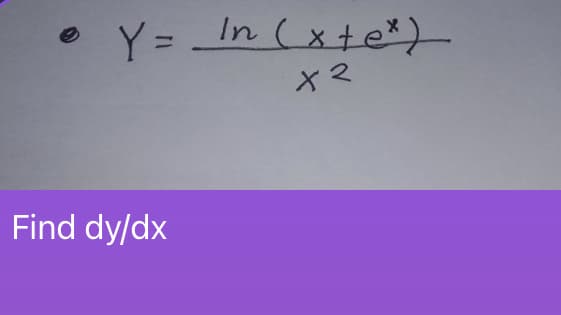 Y = _In (x+e*)
x 2
Find dy/dx