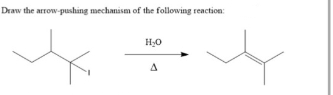 Draw the arrow-pushing mechanism of the following reaction:
H₂O
A