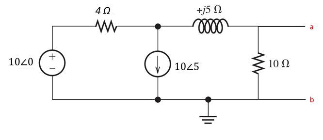 1020
+1
4Ω
Μ
Ο
+j5 Ω
oooo
1025
10 Ω
a
b