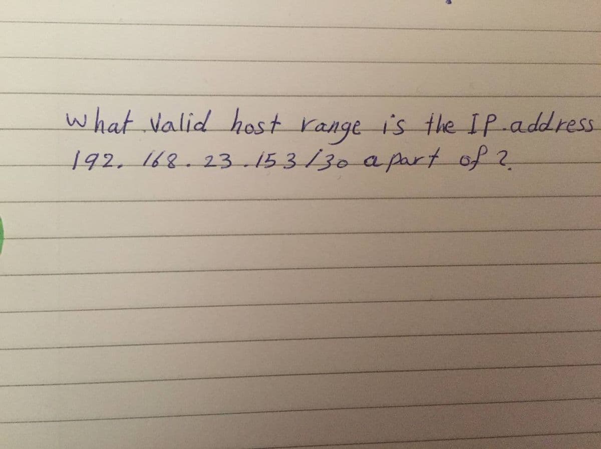 what Valid host range i's the IP-address
192, 168-23 153/30 apart of ?.
