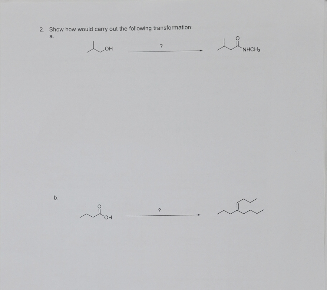 2. Show how would carry out the following transformation:
a.
b.
.OH
IOH
OH
?
?
tNH
NHCH3