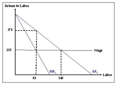 Retum to Labor
75
235
Wage
MP,
AP.
Labor
85
145
