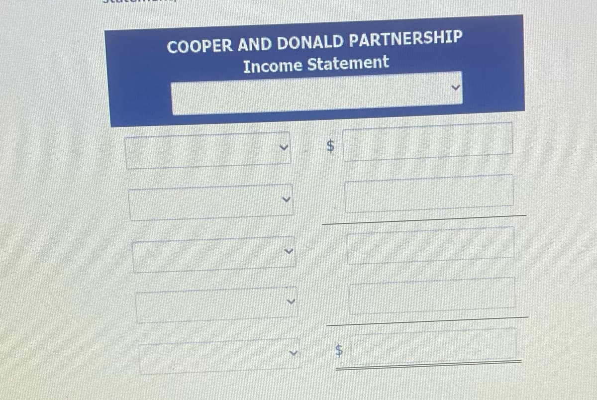 COOPER AND DONALD PARTNERSHIP
Income Statement
%24
%24
