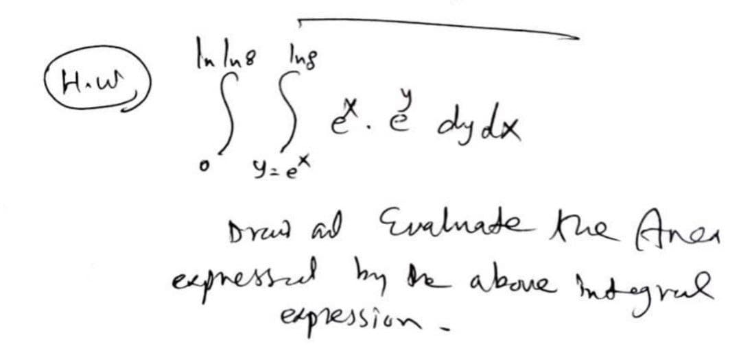 In lue Ing
H.w
ě dydx
Dreud ad Evalnade the Ane
espressed by be above mdagral
expression-
