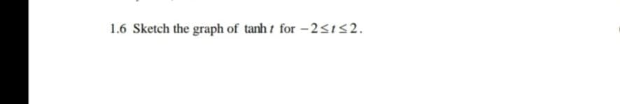 1.6 Sketch the graph of tanh t for -2<152.
