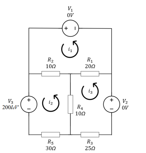 V1
OV
R1
R2
100
200
iz
+
V2
V3
200laV
i2
R4
10Ω
R5
300
R3
250
