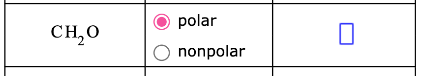 polar
CH,0
O nonpolar
