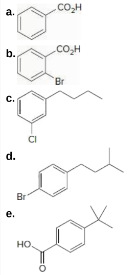 cо-н
a.
b.
.Co,H
Br
c.
CI
d.
Br
e.
но
