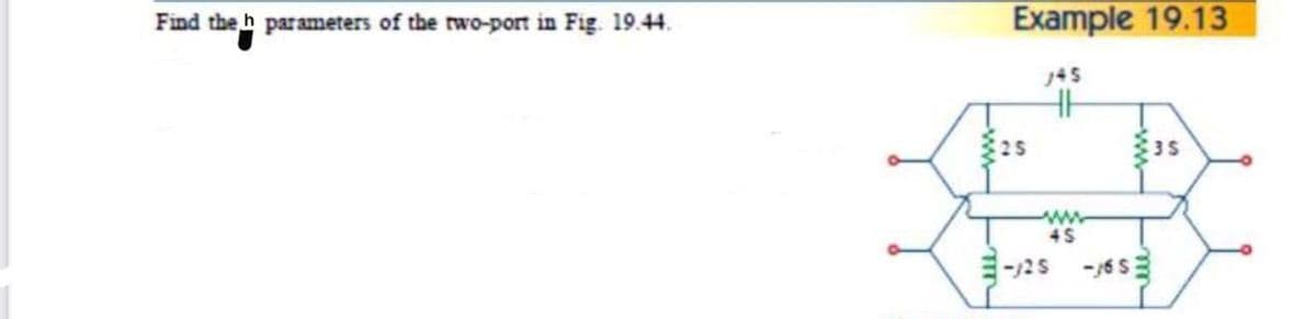 Find the h parameters of the rwo-porn in Fig. 19.44.
Example 19.13
J45
25
45
ヨー25
-16 S
-ww-
-w-
