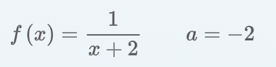 f(x) =
=
1
x + 2
a = -2