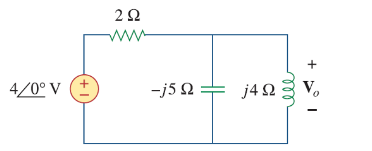 4/0° V (+
Μ
2 Ω
-j5 Ω
j4Ω
+
V