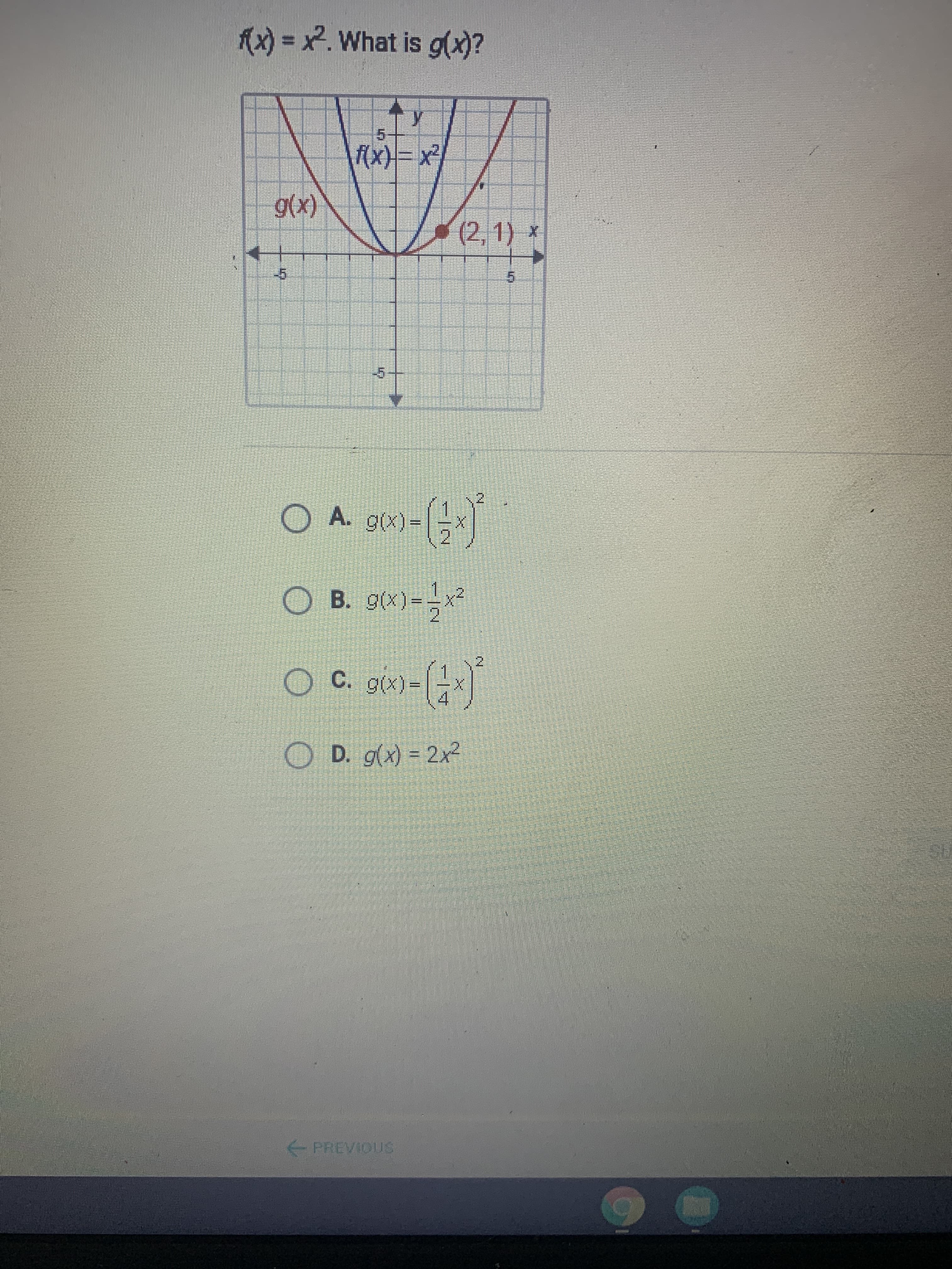 (x) = x². What is g(x)?
15.
(x)- x²}
g(x)
(2, 1) ×
-5
5.
