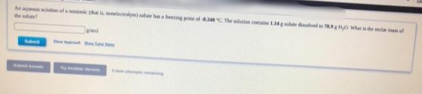 An aq sol of a h , leclysoe hsa feeing pointof20 C. TThe solution contains L14 sole dialved ie O Wisthe mel of
the sl
amel
thw t
Ty Aner wr
