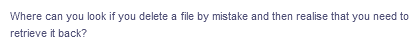 Where can you look if you delete a file by mistake and then realise that you need to
retrieve it back?