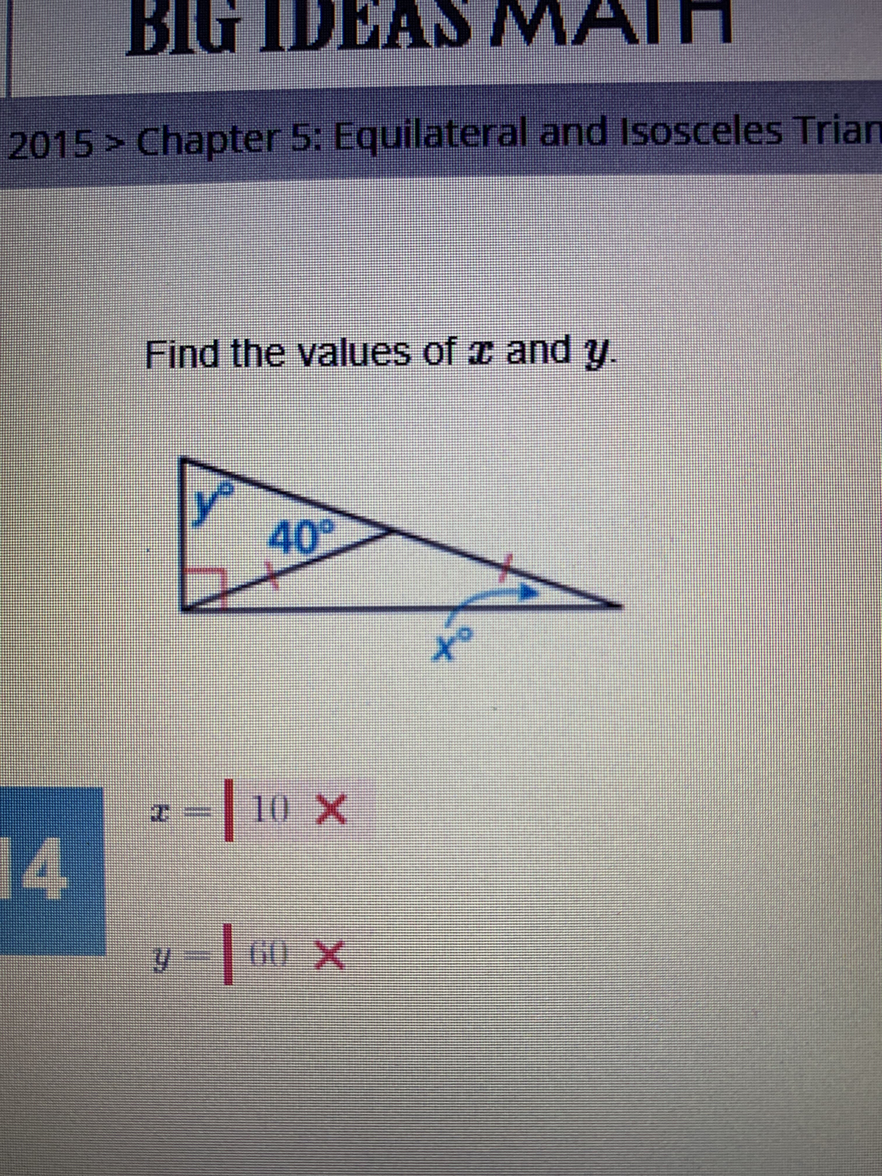 Find the values of z and y.
