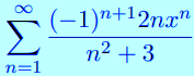 ř(-1)n+12nx"
n² + 3
n=1
