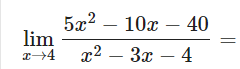 5а2 — 10х — 40
lim
г2 — Зх — 4
