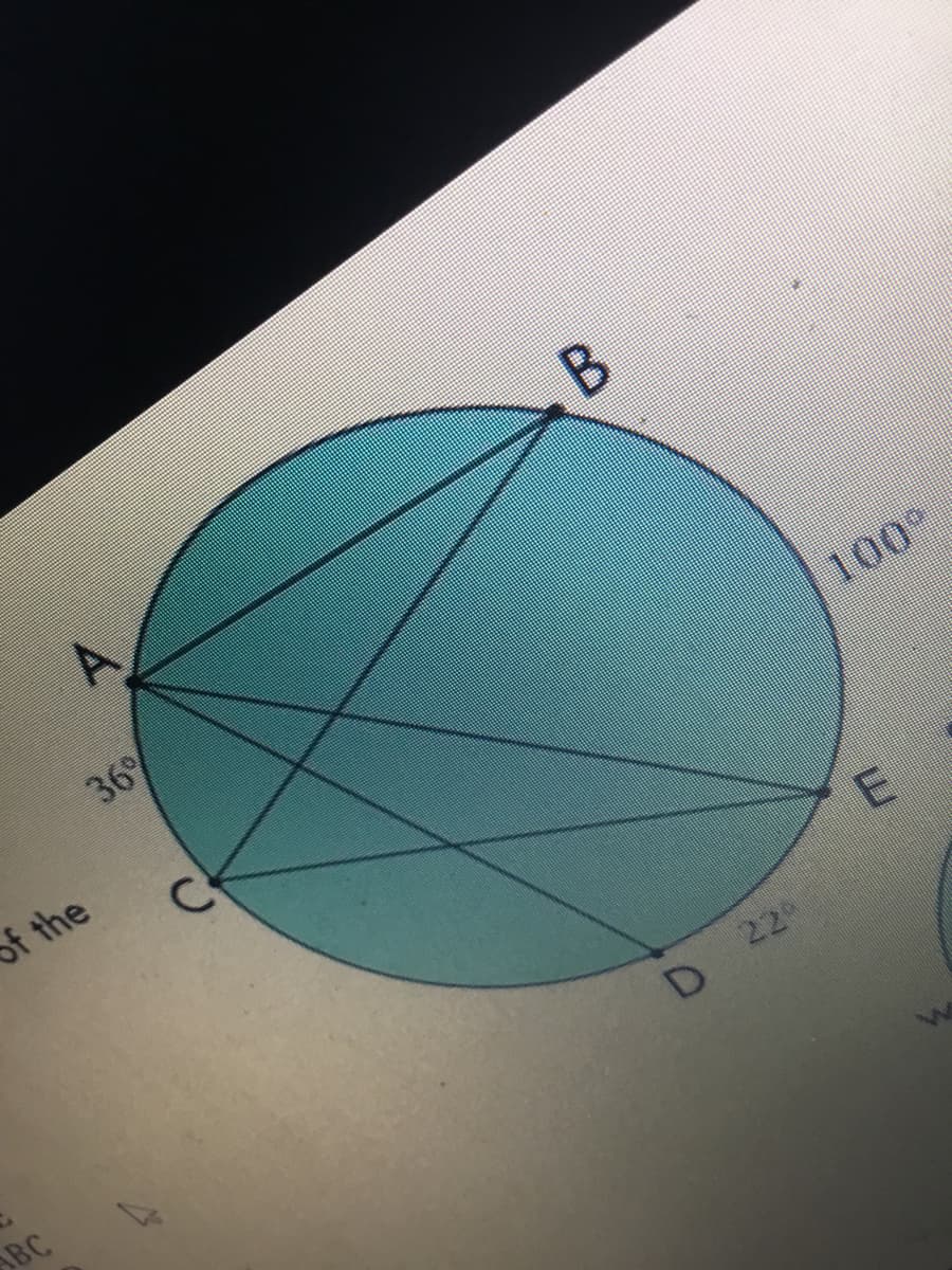 36
of the
100
ABC
D 22°
