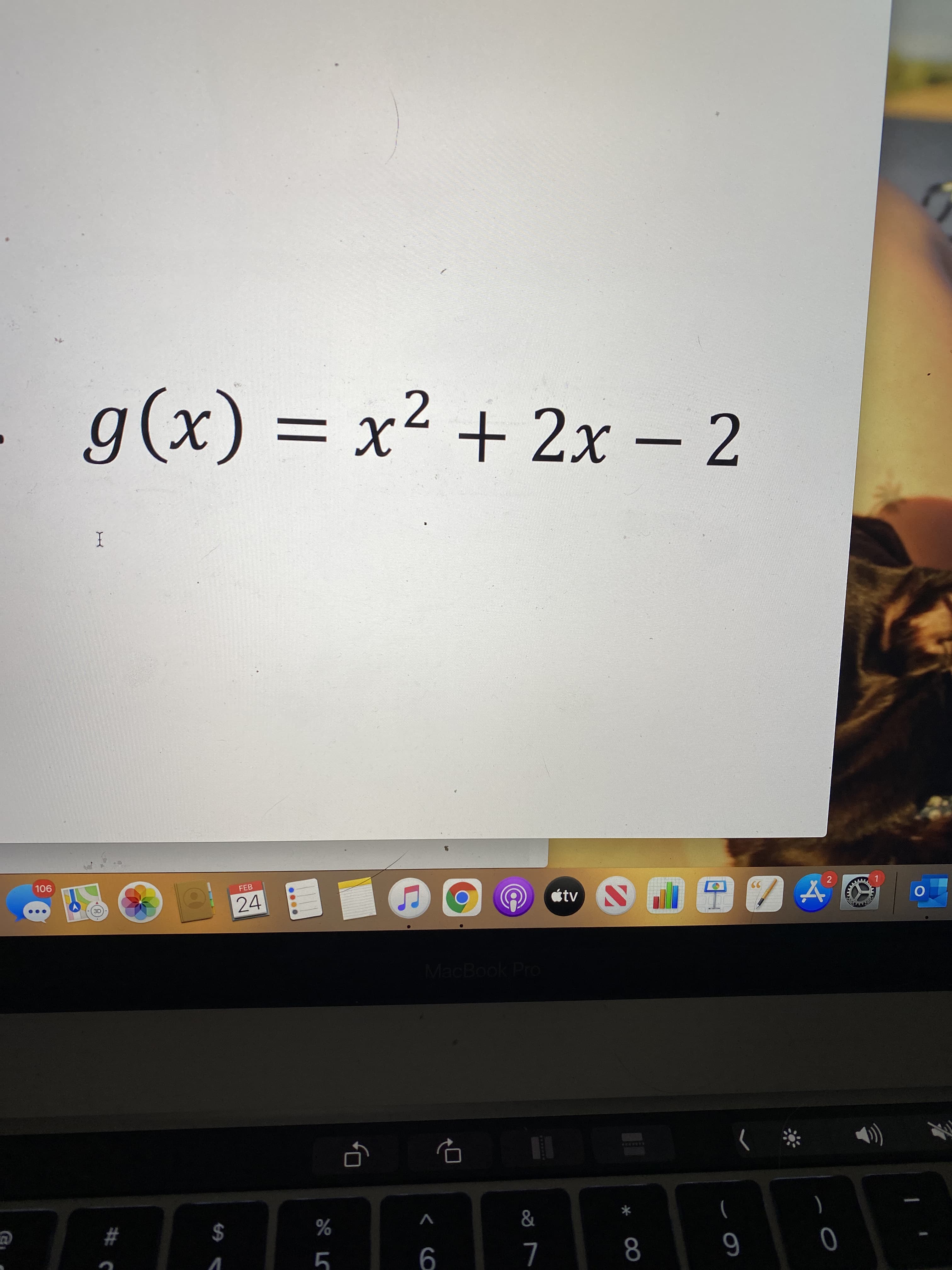 g(x) = x2 + 2x – 2
I
