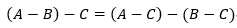 (AB) - C = (A − C) – (B − C).