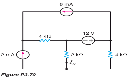 2 mA
Figure P3.70
4 ΚΩ
4
6 mA
αλλά
2 ΚΩ
Το
12V
+
ΣΑΚΩ