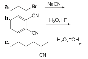 NaČN
а.
Br
CN
b.,
H,0, H*
CN
H20, OH
С.
CN
