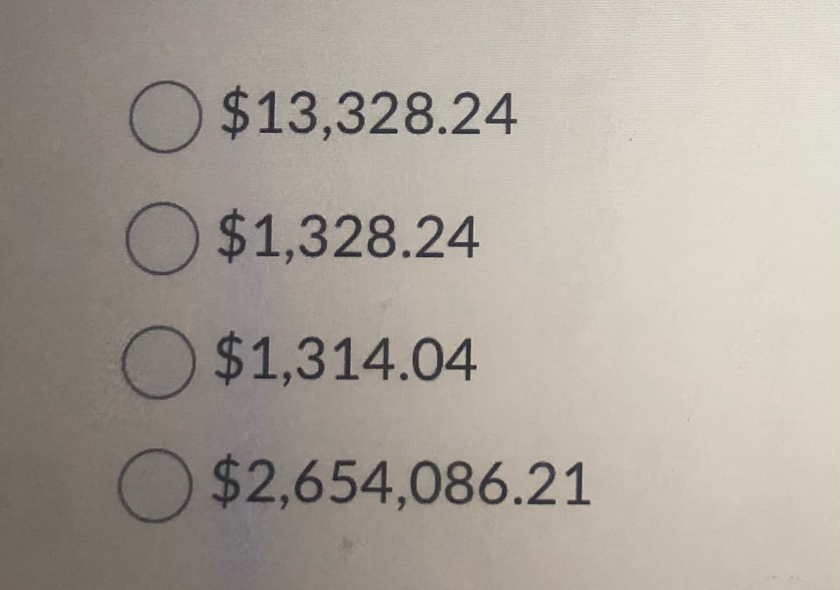 $13,328.24
$1,328.24
$1,314.04
O$2,654,086.21