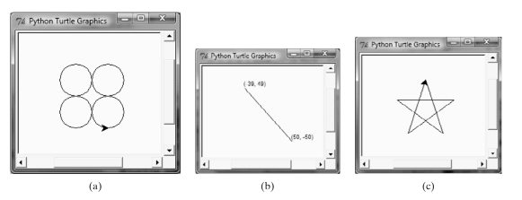 74 Python Turtie Graphics
7E Python Turtle Graphics
74 Fython Turtie Graphics
88
( 39, 49)
(a)
(b)
