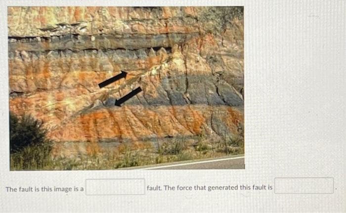 The fault is this image is a
fault. The force that generated this fault is