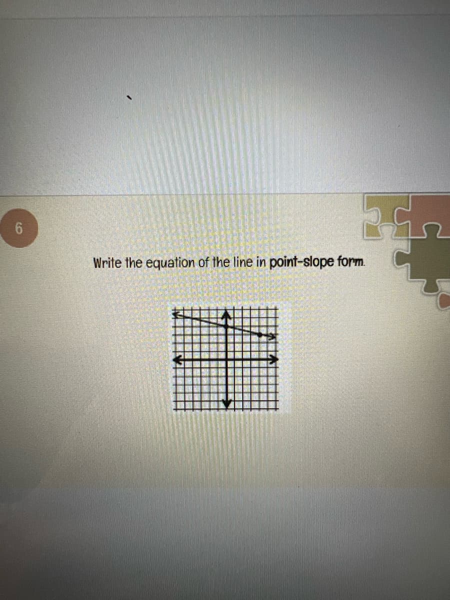 6
Write the equation of the line in point-slope form.