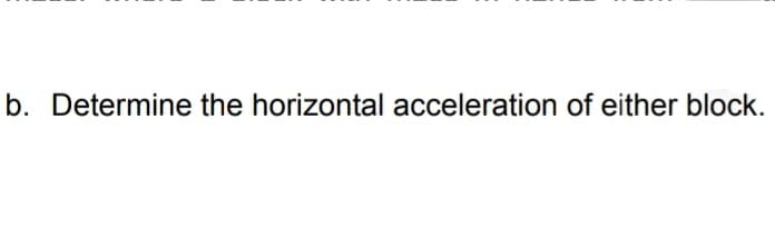 b. Determine the horizontal acceleration of either block.
