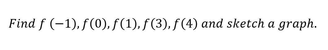 Find f (-1), f(0), f(1), f (3), f (4) and sketch a graph.
