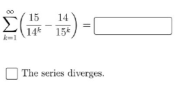 15
14
14* 15*
k=1
The series diverges.
