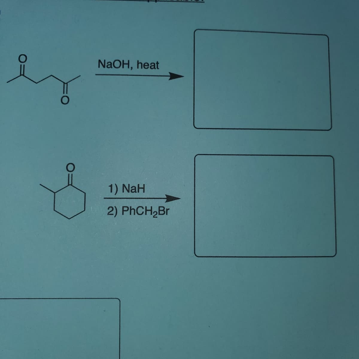 NaOH, heat
1) NaH
2) PHCH,Br
